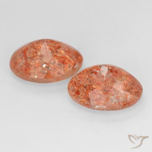 Pedras preciosas de Pedra do Sol laranja avermelhado natural de 4.38 ct, oval, Translúcido