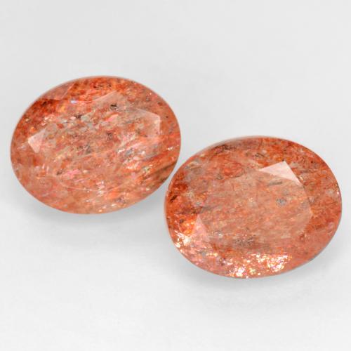 Pedras preciosas de pedra do sol laranja natural de 5,94 ct, corte oval, translúcido
