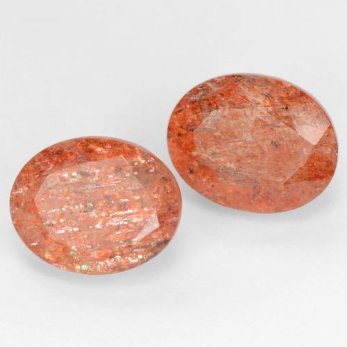 Pedras preciosas de pedra do sol laranja natural de 5,94 ct, corte oval, translúcido