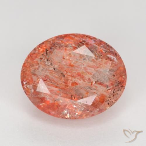 2.80ct Natural vermelho médio Pedra do Sol, oval, Translúcido