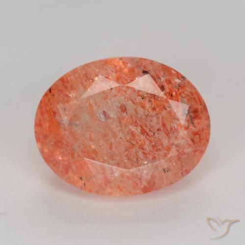 2.66ct Natural Vermelho Laranja Brilhante Pedra do Sol, oval, Translúcido
