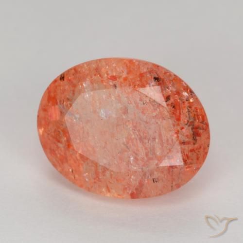 Pedra do Sol Vermelho Laranja Brilhante Natural 2.66ct, oval, Translúcido