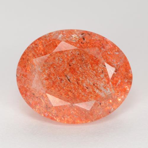 Pedra do sol vermelho natural 2,50ct, corte oval, translúcido