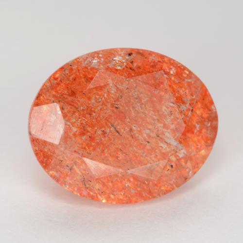 Pedra do sol vermelho natural 2,50ct, corte oval, translúcido