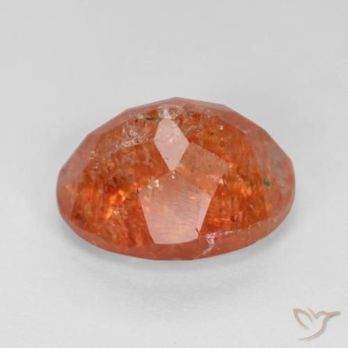Pedra do sol laranja natural 2,73ct, corte oval, translúcido