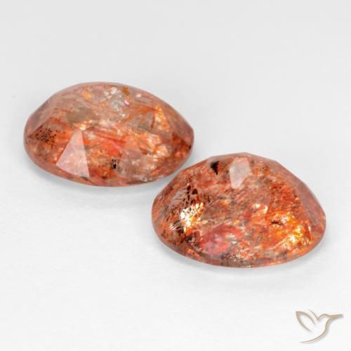 Pedras preciosas de pedra do sol laranja natural de 4,78 ct, corte oval, translúcido