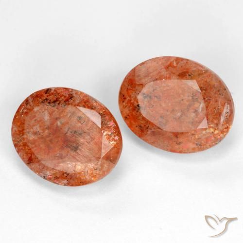 Pedras preciosas de Pedra do Sol laranja avermelhado natural de 4.77 ct, oval, Translúcido