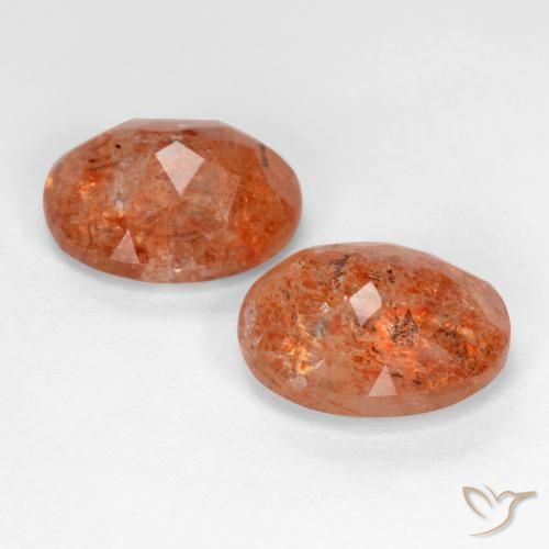 Pedras preciosas de Pedra do Sol laranja avermelhado natural de 4.77 ct, oval, Translúcido