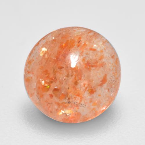 Pedra do sol laranja natural 0,86ct, corte redondo, translúcido