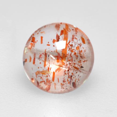 Pedra do sol laranja natural 0,86ct, corte redondo, transparente