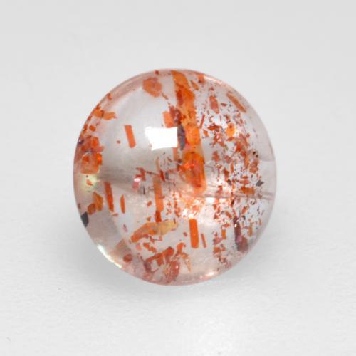 Pedra do sol laranja natural 0,86ct, corte redondo, transparente