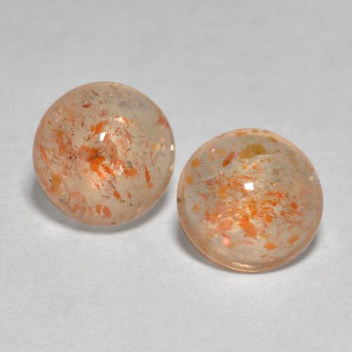 Pedras preciosas de pedra do sol laranja natural de 1,48 ct, corte redondo, transparente