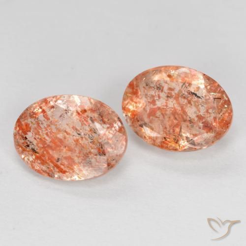 Pedras preciosas de Pedra do Sol laranja avermelhado natural de 2.00 ct, oval, Translúcido