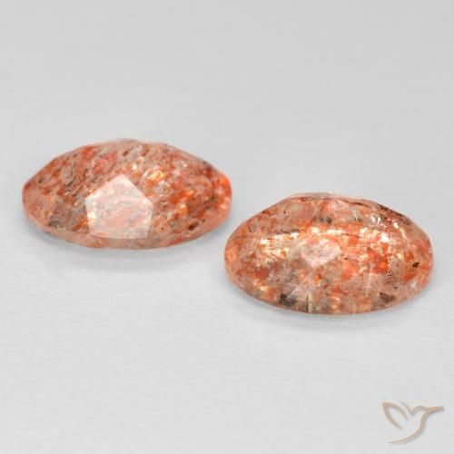 Pedras preciosas de Pedra do Sol laranja avermelhado natural de 2.00 ct, oval, Translúcido
