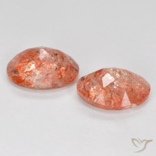 Pedras preciosas de Pedra do Sol laranja avermelhado natural de 2.28 ct, oval, Translúcido