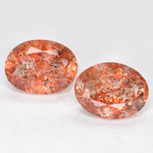 Pedras preciosas de pedra do sol laranja natural de 2,38 ct, corte oval, translúcido