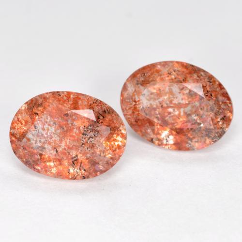 Pedras preciosas de pedra do sol laranja natural de 2,38 ct, corte oval, translúcido