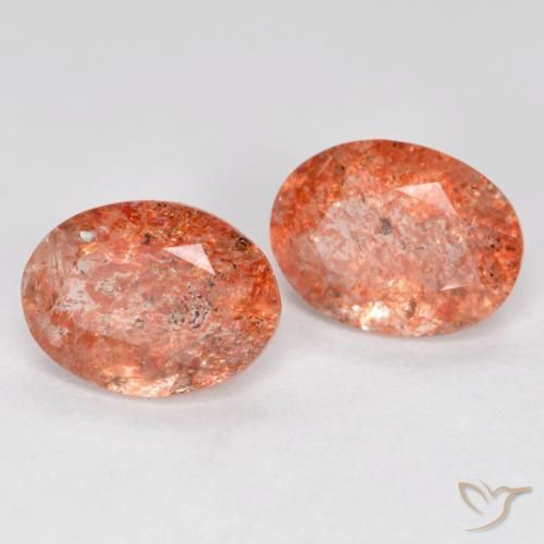 Pedras preciosas de Pedra do Sol laranja avermelhado natural de 2.32 ct, oval, Translúcido