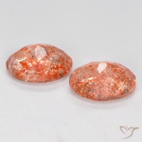 Pedras preciosas de Pedra do Sol laranja avermelhado natural de 2.32 ct, oval, Translúcido