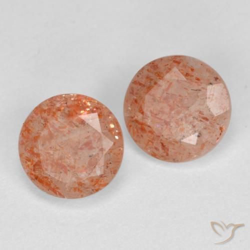 Pedras preciosas de Pedra do Sol Laranja Médio-Claro natural de 1.51 ct, Redondo, Translúcido