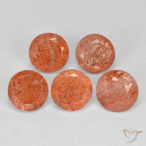 Pedras preciosas de pedra do sol laranja natural de 2,78 ct, corte redondo, translúcido