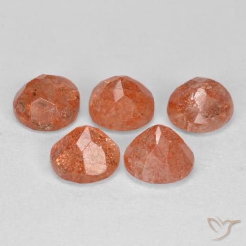 Pedras preciosas de pedra do sol laranja natural de 2,78 ct, corte redondo, translúcido
