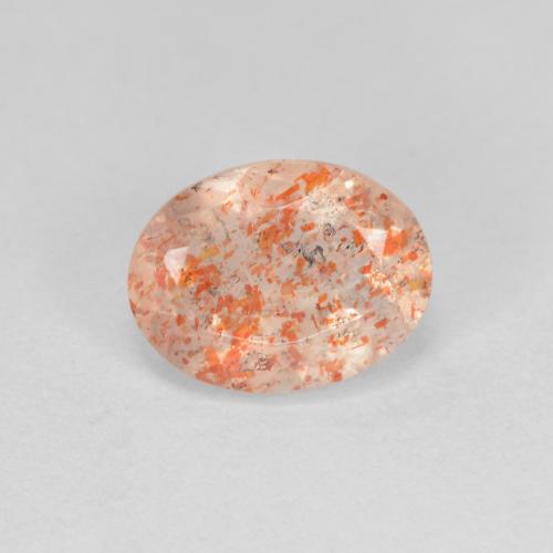 Pedra do sol laranja natural 1,43ct, corte oval, translúcido