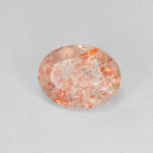 Pedra do sol laranja natural 1,43ct, corte oval, translúcido