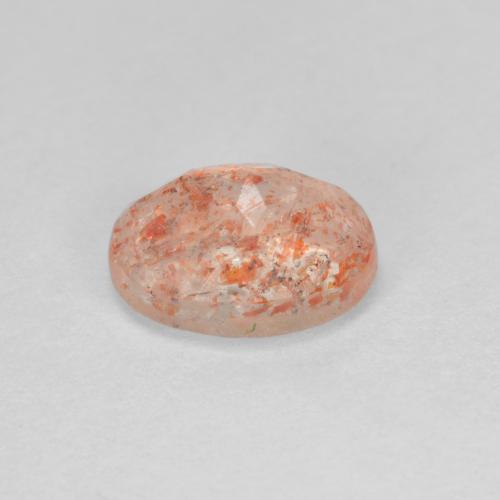 Pedra do sol laranja natural 1,43ct, corte oval, translúcido
