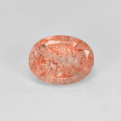Pedra do sol laranja natural 1,53ct, corte oval, translúcido