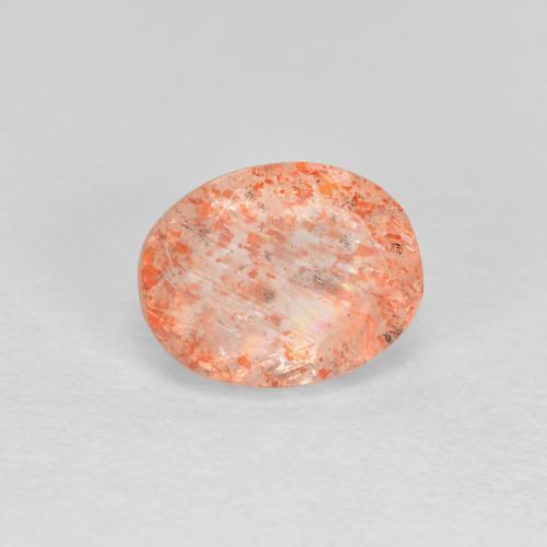 Pedra do sol laranja natural 1,33ct, corte oval, translúcido