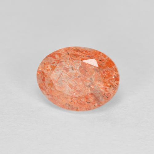 Pedra do sol laranja natural 1,37ct, corte oval, translúcido