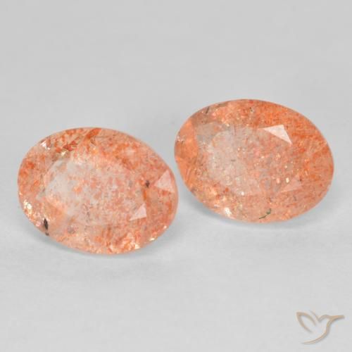 Pedras preciosas de Pedra do Sol laranja avermelhado natural de 2.53 ct, oval, Translúcido