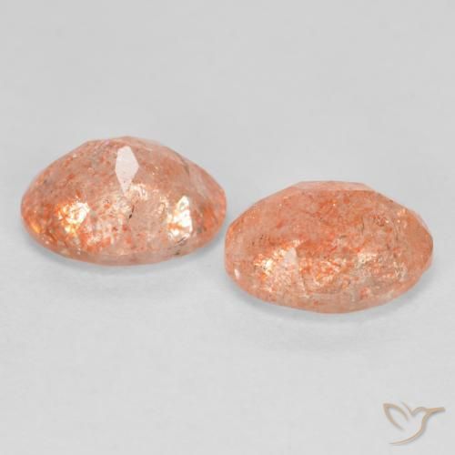 Pedras preciosas de Pedra do Sol laranja avermelhado natural de 2.53 ct, oval, Translúcido
