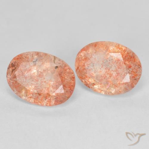 Pedras preciosas de Pedra do Sol laranja avermelhado natural de 2.66 ct, oval, Translúcido