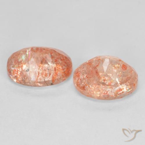 Pedras preciosas de Pedra do Sol laranja avermelhado natural de 2.66 ct, oval, Translúcido