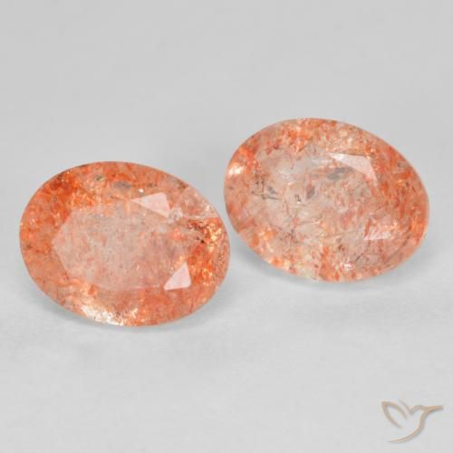 Pedras preciosas de pedra do sol laranja natural de 2,85 ct, corte oval, translúcido