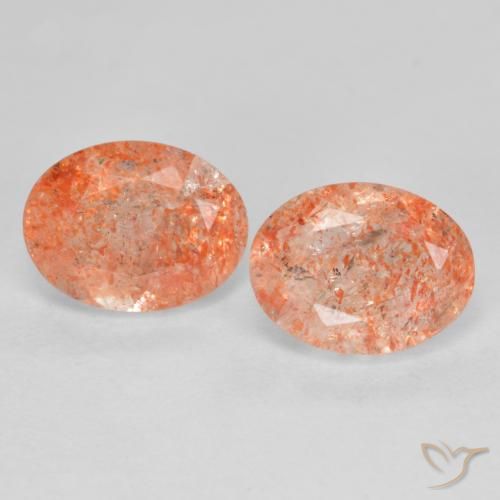 Pedras preciosas de pedra do sol laranja natural de 2,85 ct, corte oval, translúcido