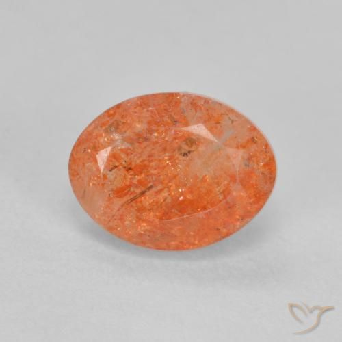 1.49ct Natural Laranja brilhante Pedra do Sol, oval, Translúcido