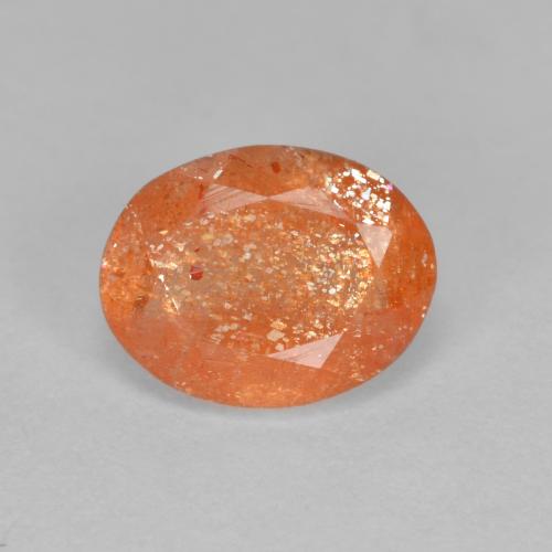 Pedra do sol laranja natural 1,31ct, corte oval, translúcido