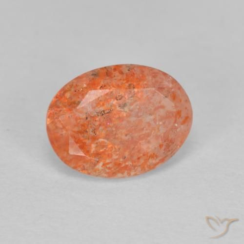 Pedra do Sol laranja avermelhado Natural 1.26ct, oval, Translúcido