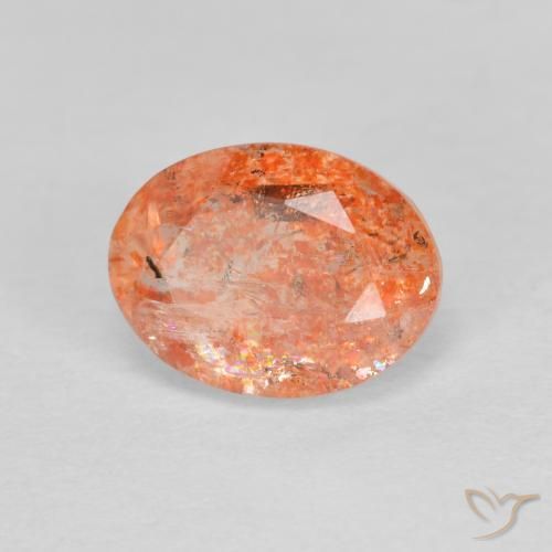 Pedra do Sol gengibre laranja Natural 1.41ct, oval, Translúcido