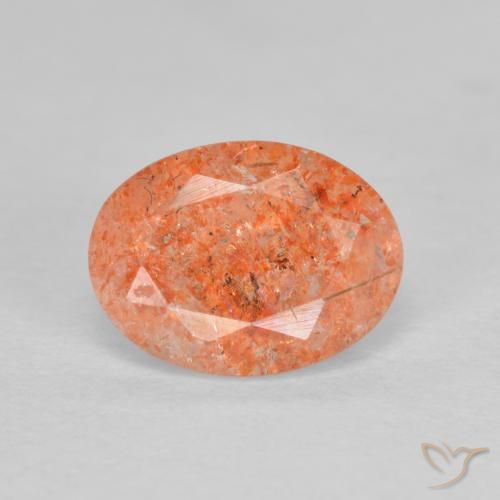 1.34ct Natural laranja avermelhado Pedra do Sol, oval, Translúcido