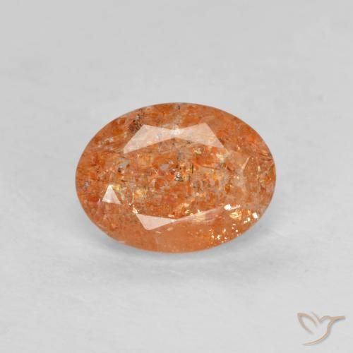 1.25ct Natural laranja avermelhado Pedra do Sol, oval, Translúcido