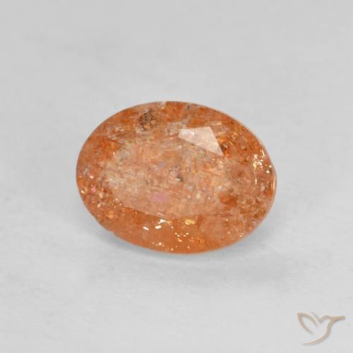 Pedra do Sol laranja avermelhado Natural 1.25ct, oval, Translúcido