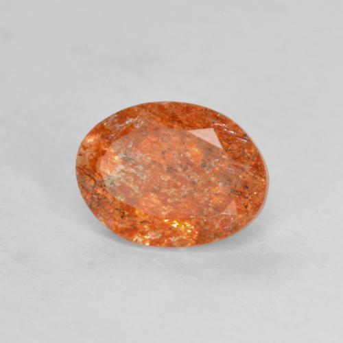 Pedra do sol laranja natural 1,27ct, corte oval, translúcido