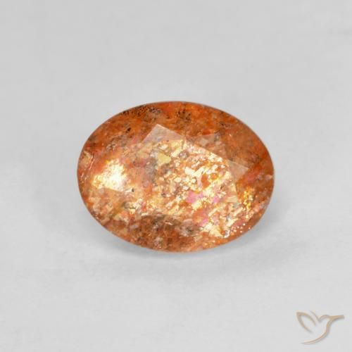 1.31ct Natural laranja avermelhado Pedra do Sol, oval, Translúcido
