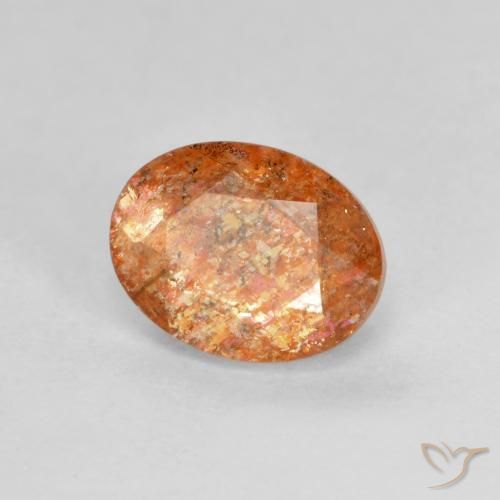 Pedra do Sol laranja avermelhado Natural 1.31ct, oval, Translúcido