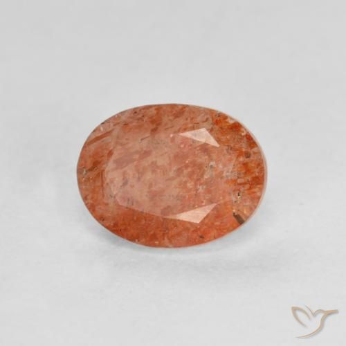 1.30ct Natural laranja avermelhado Pedra do Sol, oval, Translúcido