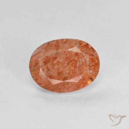 Pedra do Sol laranja avermelhado Natural 1.30ct, oval, Translúcido
